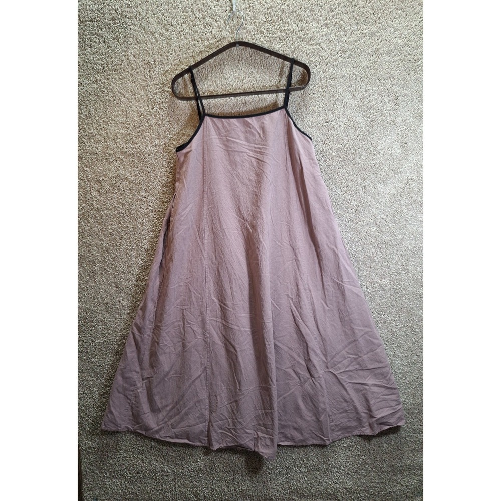 Shy Velvet Linen Dress Women's Medium Pink Square Neck Adjustable Straps‎